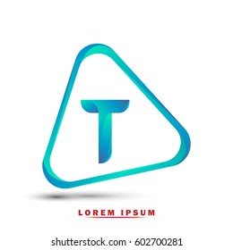 Letter T. Modern and elegant typography. Gradient green
