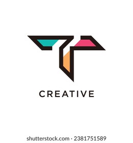 Letter t modern initial creative monogram typography logo