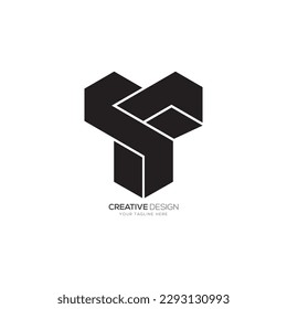 Letter T with modern unique shape flat monogram tech business logo