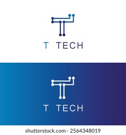 Letter T Molecule Logo, Bio tech Connect Dots Science Technology Logo Design Vector
