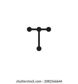 letter T molecules simple symbol logo vector