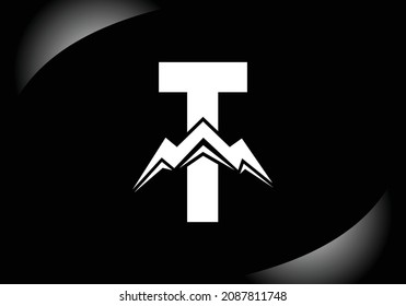 Letter T monogram alphabet with the mountain peak. Mountain Logo sign symbol. Modern vector logo design for the business, and company identity.