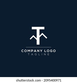 Letra T monograma con pico de montaña. Símbolo del logotipo de montaña. Diseño moderno de logotipo vectorial para el negocio, e identidad de la empresa.
