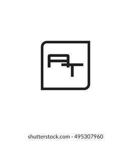 The letter A and T Monogram With Frame Square. Logo Design Template Black