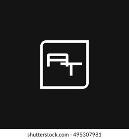 The letter A and T Monogram With Frame Square. Logo Design Template White