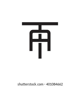 letter T and A monogram logo black