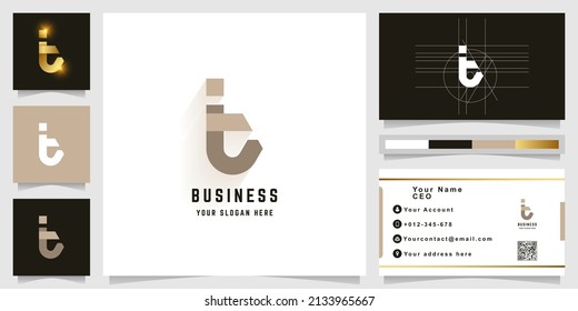 Letter t or it monogram logo with business card design