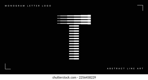 Letter T Monogram Logo Icon Geometric Horizontal Stripe Lines