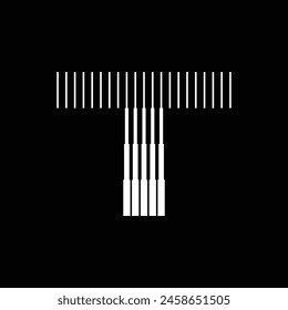 Letter T Monogram Logo Icon Geometric Vertical Stripe Lines