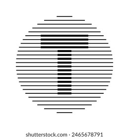 Letter T Monogram Logo Icon Round Geometric Horizontal Stripe Lines