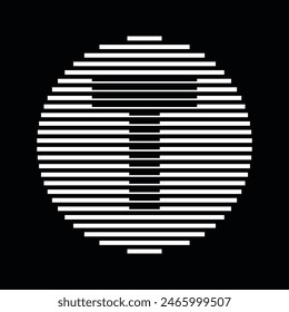 Letter T Monogram Logo Icon Round Geometric Horizontal Stripe Lines