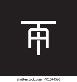 letter T and A monogram logo white black background