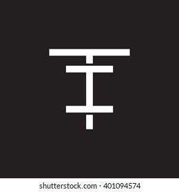 letter T and I monogram logo white black background
