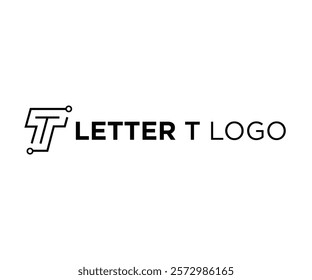Letter T monogram techy line art minimalist logo
