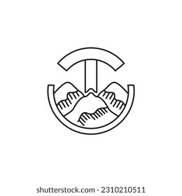 Letter T mountain logo modern sign template. logo  with monoline style,