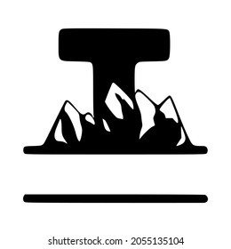 Letter t and mountain personalized monogram. Vector logo, emblems or initial design.