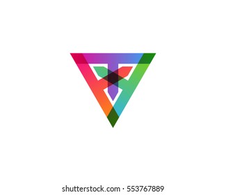 Letter T Multiply Triangle Color Logo Design Element