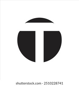 Letter T negative circle shape unique logo and monogram with modern logo