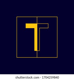 letra T espacio negativo plano, logotipo sencillo, icono diseño - vector