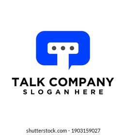 Letter T negative space. Talk or chat design concept