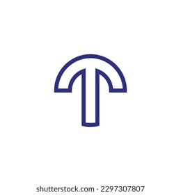 Letter T neon, circle, line geometric symbol simple logo vector