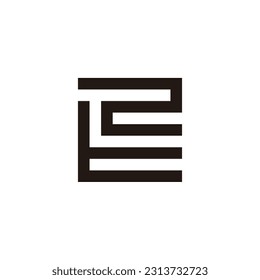 Letter t number 2 square geometric symbol simple logo vector