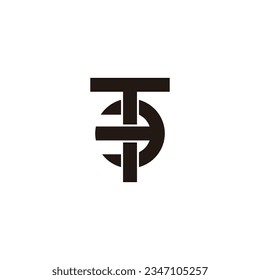 Letter T number 3, square circle geometric symbol simple logo vector