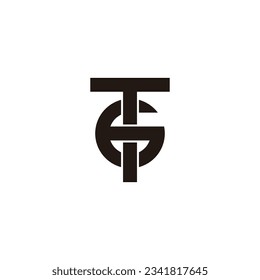 Buchstabe T Nummer 6 quadratisches geometrisches Symbol mit einfachem Logo, Vektorgrafik