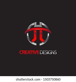 Letter T on circle, 3D style for technology logo template