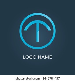 Letter "T" on circle logo isolated. Alphabet vector
