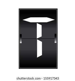letter t on a mechanical timetable