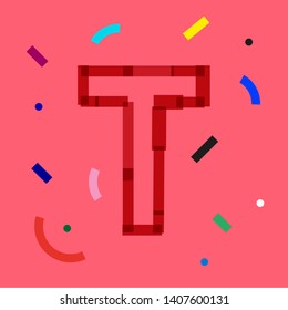 Letter T on modern colorful background	
