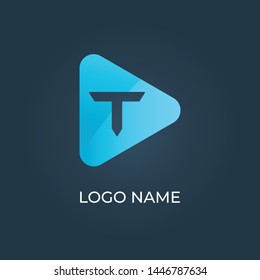 Letter "T" on triangle logo isolated. Alphabet vector