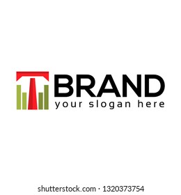 Letter T on white background, flat design