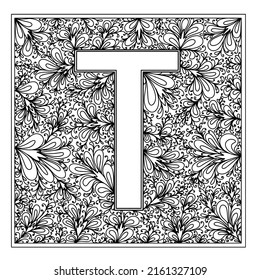 Letra "T" de fondo blanco. Decoración monográfica. Colores. Ilustración del vector