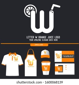 Letter T Orange Juice Logo Template Design Vector Illustration on Black Background with Branding Design Company - Business Card, Hat, T Shirt, Cup,  Apron - and Beverage Logo for Company
