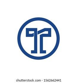 letter t overlapping line geometric circle logo vector