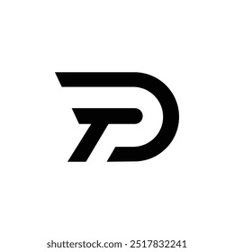 Letter t p d creative negative line art monogram logo