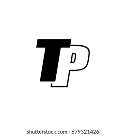 letter T and P logo overlapping black negative