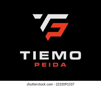 Letra TP PT Monograma Deportes geométricos Fuerza moderna Futurismo Audaz Diseño de logotipo de marca elegante