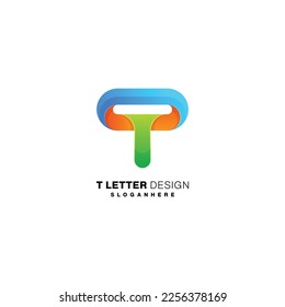 letter t with paint brush logo combination design colorful