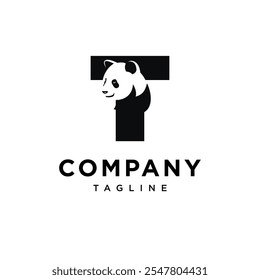 Letter T Panda Logo Icon Vector