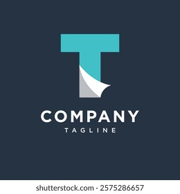 Letter T Paper Logo Icon vector