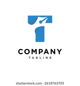 Letter T Pen Writing Logo Icon Vector
