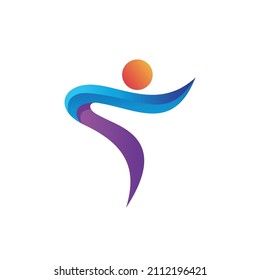 Letter t with people activity abstract logo design