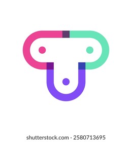 Letter T people creative colorful logo design