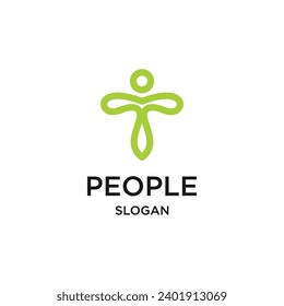 Letter T people logo icon design template vector illustration