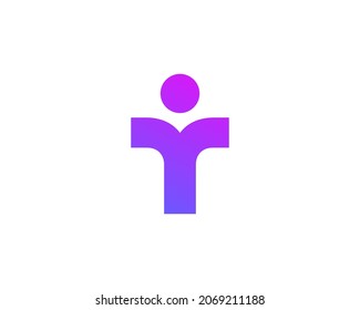 Letter T With Person Logo Icon Design Template Elements