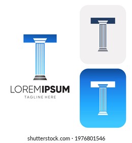 Letter T Pillar Legal Firm Law and Attorney Logo Design Vector Icon Graphic Illustration