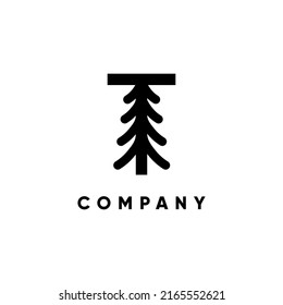 Letter T Pine Tree Logo Design Vektorsymbol Grafik-Emblem Illustration